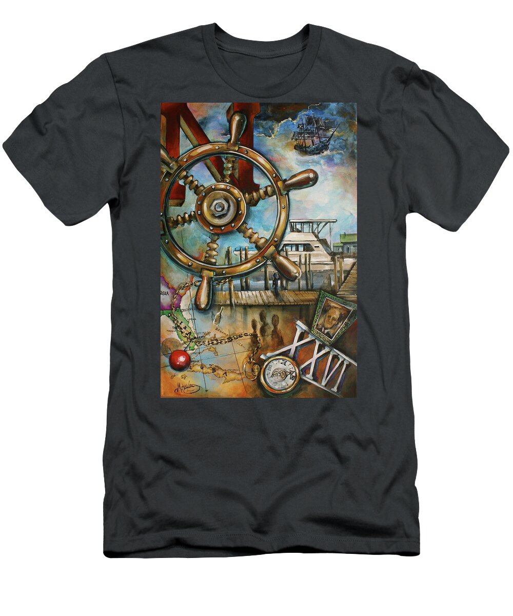 Nautical T-Shirt featuring the painting Lost #2 by Michael Lang