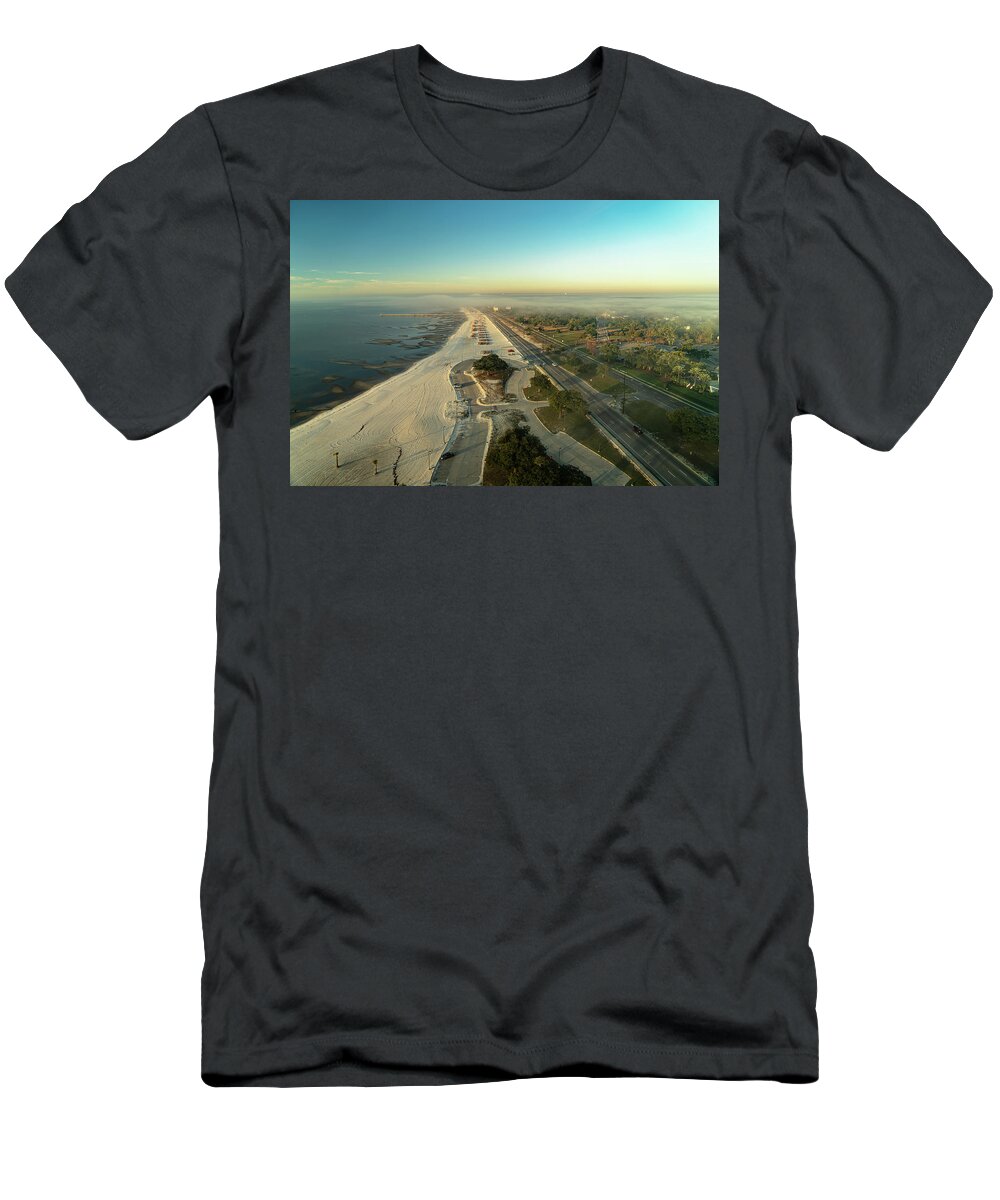 Mississippi Coast T-Shirt featuring the photograph Low tide in Gulfport, Mississippi #1 by Bob Slitzan