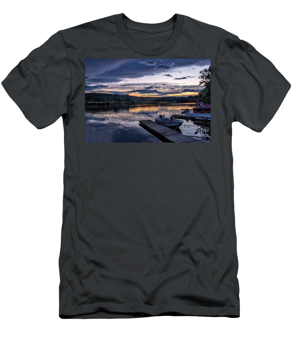 Orange Massachusetts T-Shirt featuring the photograph Marina Sunset #1 by Tom Singleton