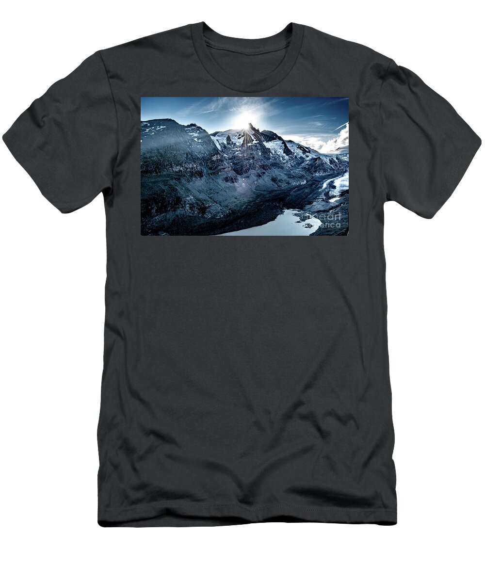 Adventure T-Shirt featuring the photograph National Park Hohe Tauern With Grossglockner The Highest Mountain Peak Of Austria And The Alps by Andreas Berthold
