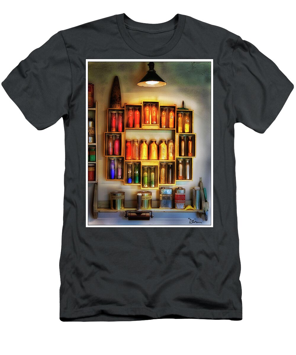 Old Printing Shop T-Shirt featuring the photograph Old Print Shop #1 by Peggy Dietz