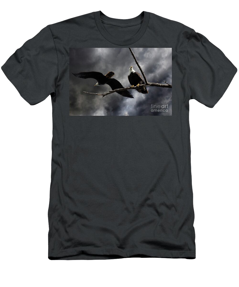 Bald Eagles T-Shirt featuring the photograph On The Edge #1 by Bob Christopher