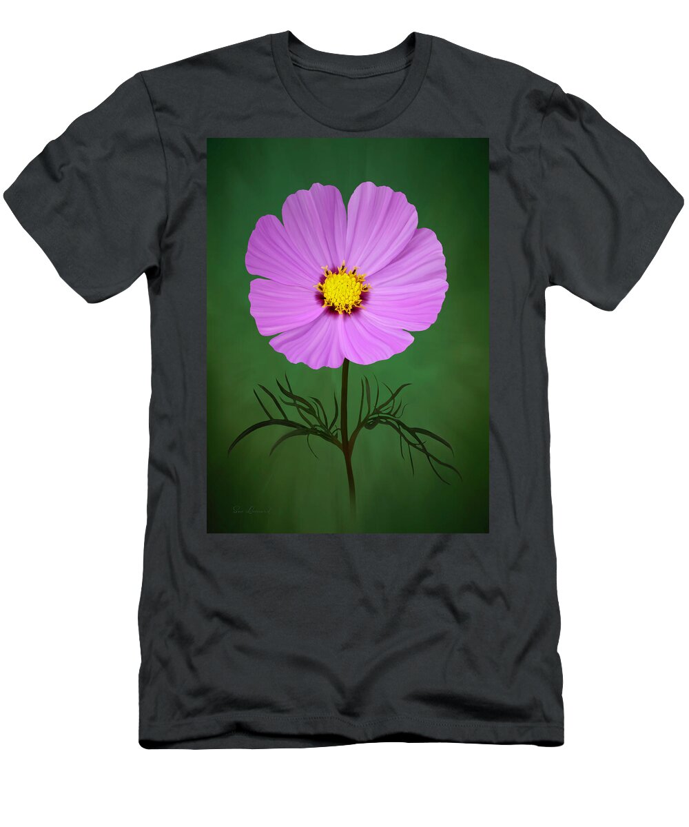 Abstract T-Shirt featuring the photograph Painted Cosmos #1 by Sue Leonard