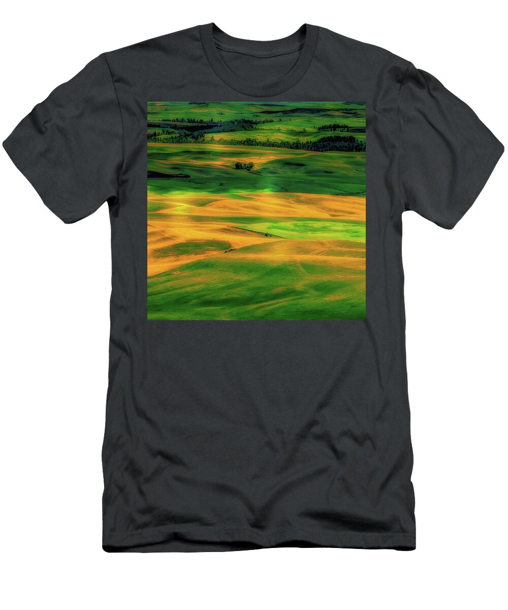Hdr T-Shirt featuring the photograph Palouse Shadows #1 by David Patterson