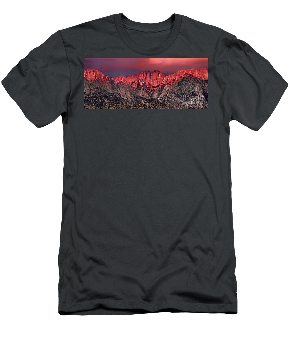 Dave Welling T-Shirt featuring the photograph Panoramic Sunrise Storm Alabama Hills Californiama Hills California #1 by Dave Welling