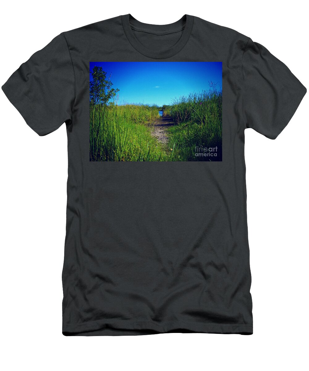 Wetlands T-Shirt featuring the photograph Pathway to Prairie Lake by Frank J Casella