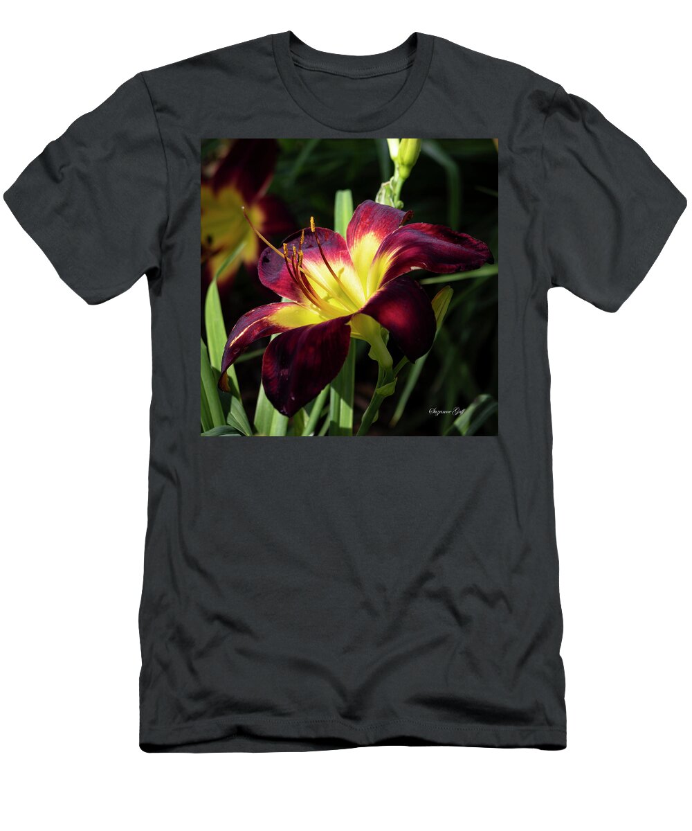 Photograph T-Shirt featuring the photograph Persian Ruby Daylily II #2 by Suzanne Gaff