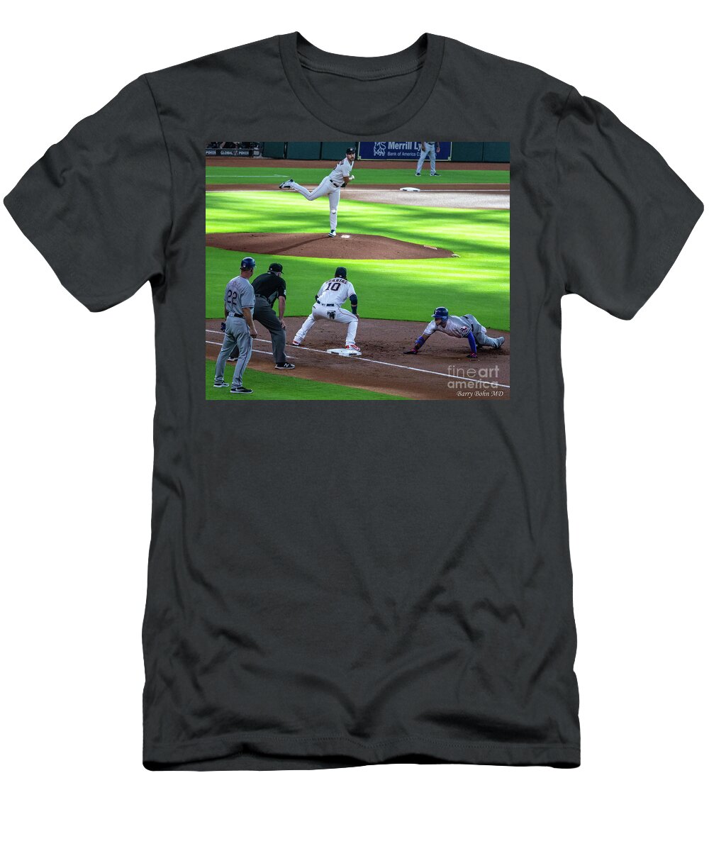 Sports T-Shirt featuring the photograph Pick off play #1 by Barry Bohn
