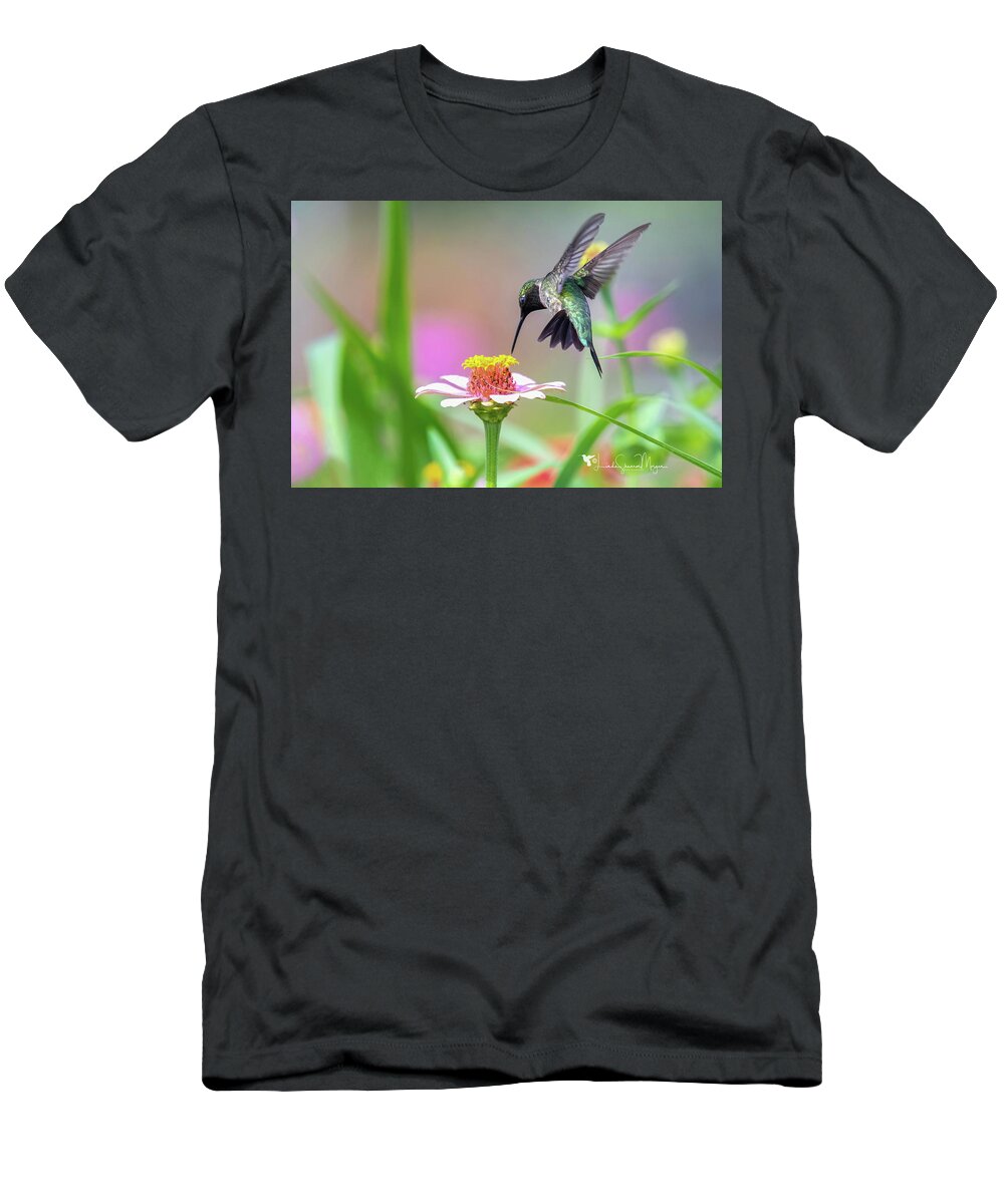 Nature T-Shirt featuring the photograph Ruby throated hummingbird #1 by Linda Shannon Morgan