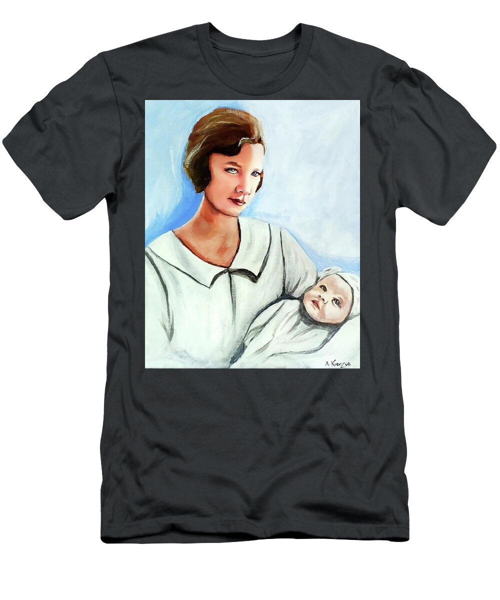  T-Shirt featuring the painting Sally Mae and Baby Georgia #1 by Amy Kuenzie