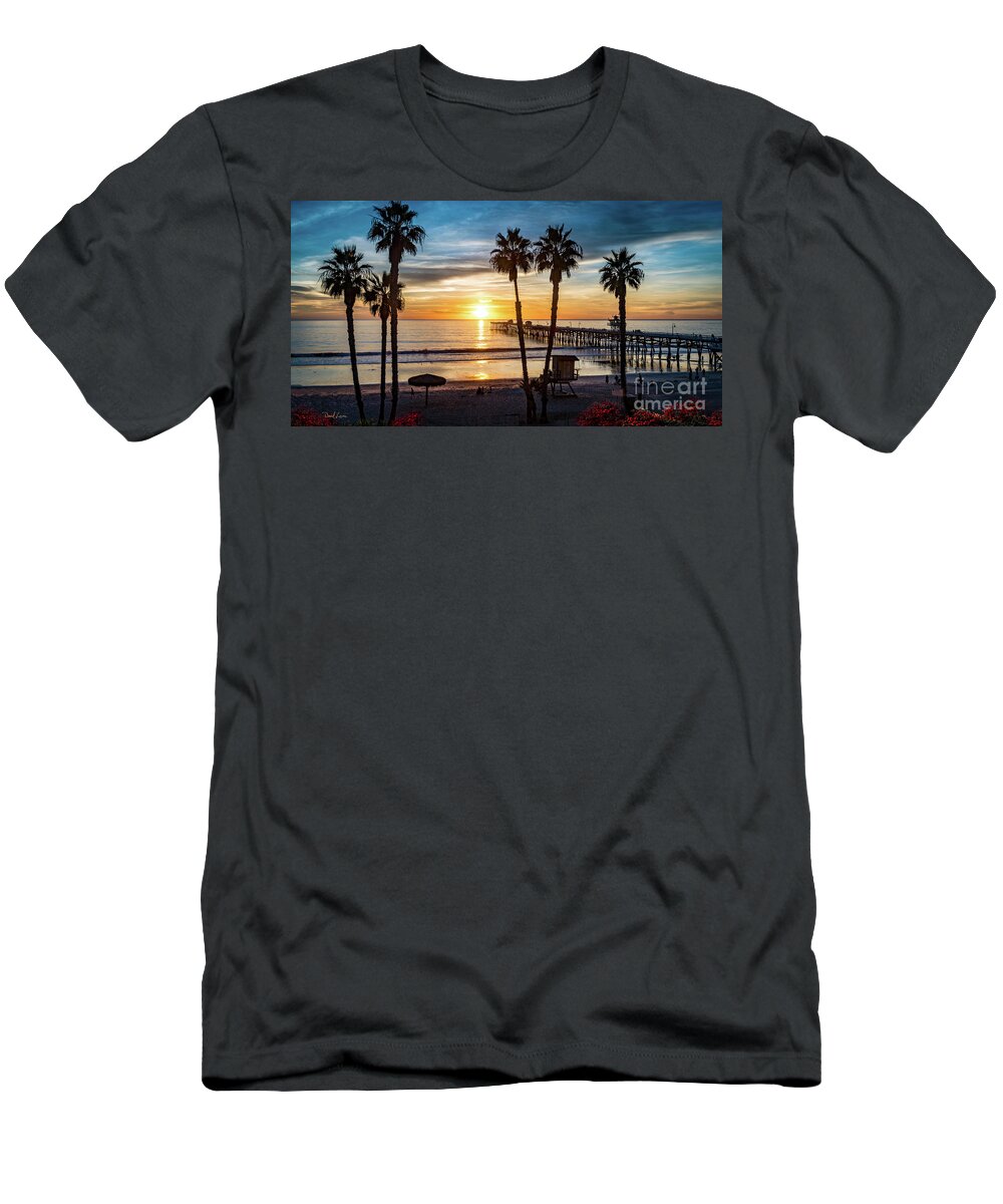 Beach T-Shirt featuring the photograph San Clemente Pier at Sunset by David Levin