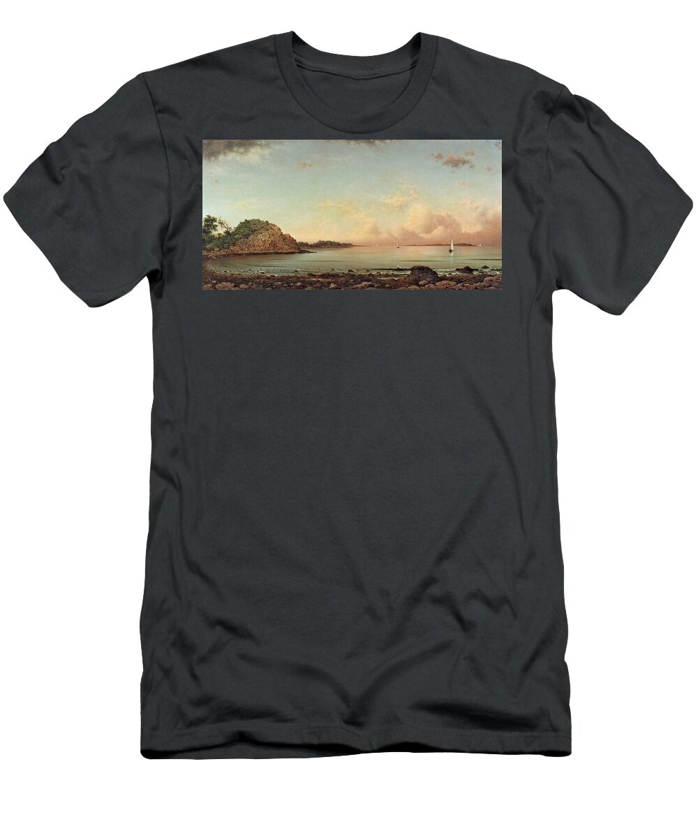 Manchester T-Shirt featuring the painting Singing Beach, Manchester #1 by Martin Johnson Heade