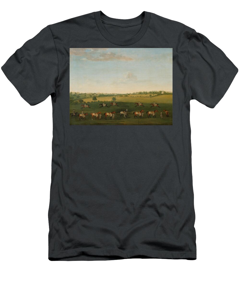 Francis Sartorius T-Shirt featuring the painting Sir Charles Warre Malet's String of Racehorses at Exercise by Francis Sartorius
