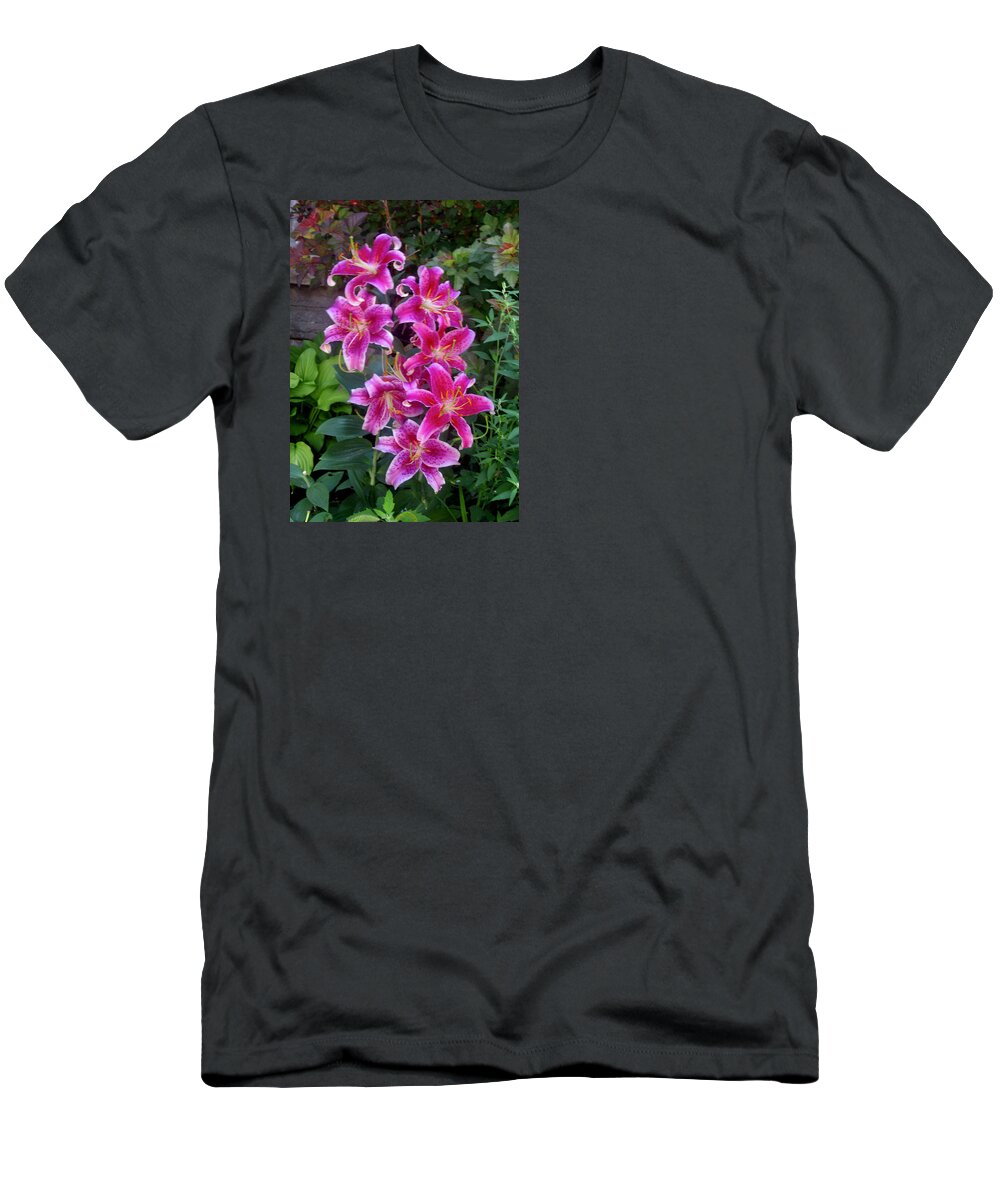 Flowers T-Shirt featuring the photograph Stargazer Lilies #4 by Stephanie Moore