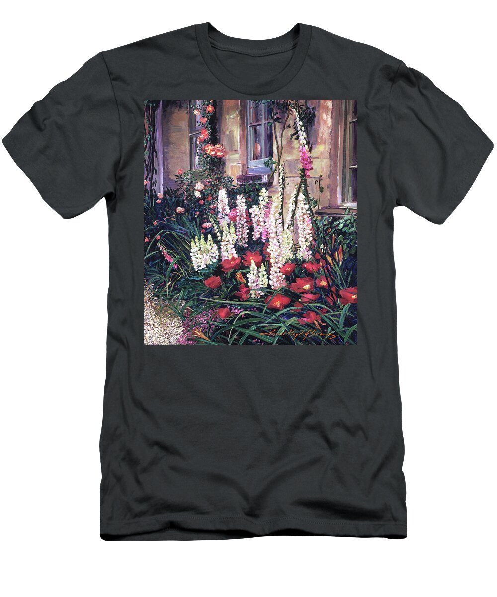 Gardens T-Shirt featuring the painting Summer Garden #1 by David Lloyd Glover