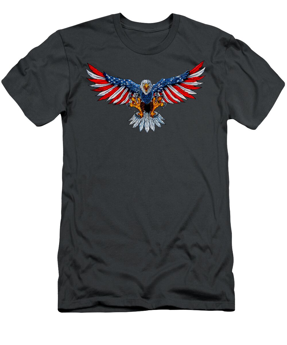 Eagle T-Shirt featuring the drawing Swooping Eagle #1 by Bill Richards