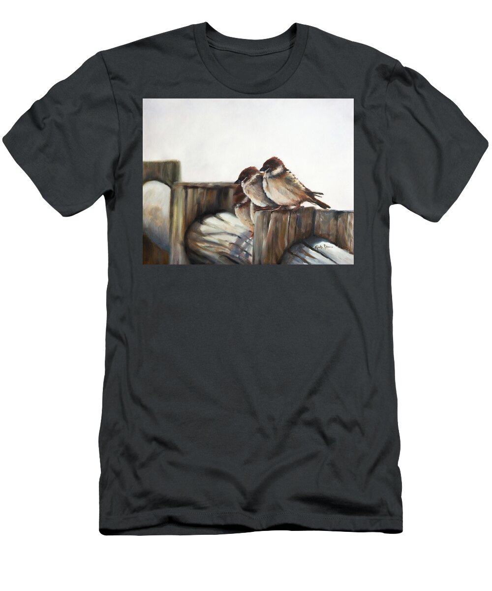 Sparrows T-Shirt featuring the painting Taking a Break by Kirsty Rebecca