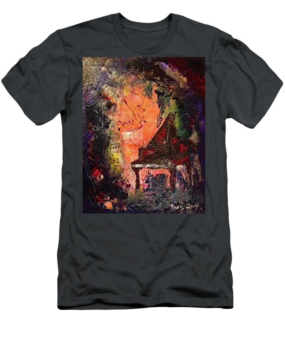 Piano T-Shirt featuring the painting The Piano by Roxy Rich