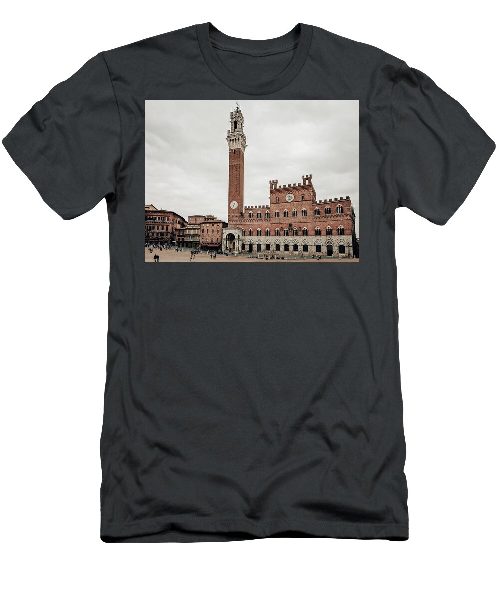2015 T-Shirt featuring the photograph View of Piazza del Campo in Siena Tuscany #1 by Benoit Bruchez