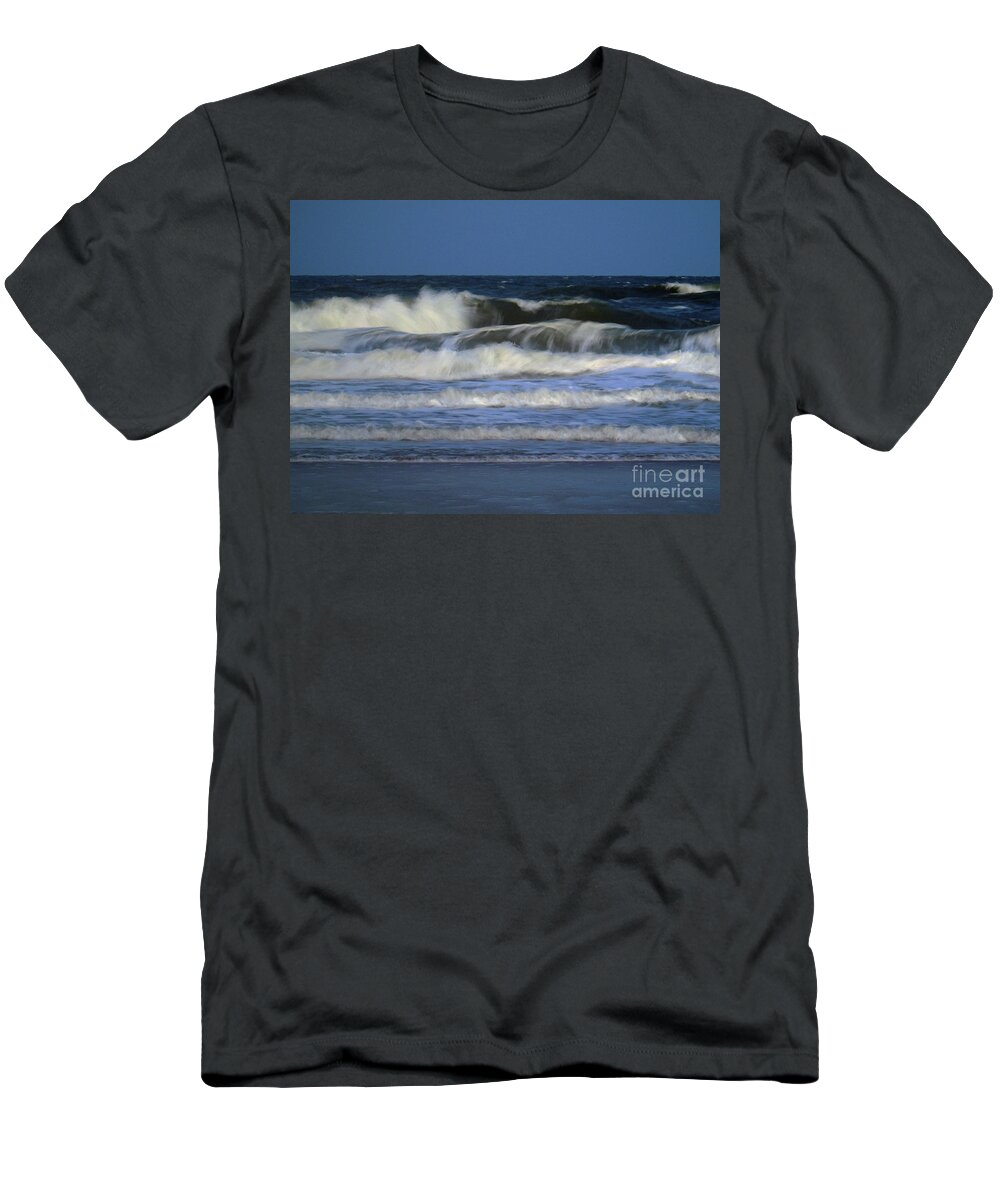 St Augustine T-Shirt featuring the photograph Waves In Slow Motion1 by D Hackett