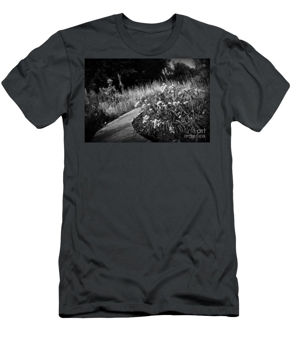 Black And White T-Shirt featuring the photograph Wetlands Wonder - Black and White by Frank J Casella
