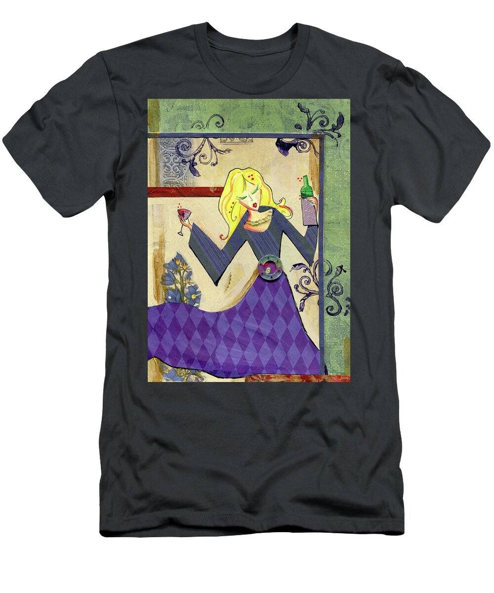 Wine T-Shirt featuring the mixed media Wine Goddess #1 by Jennifer Gregory