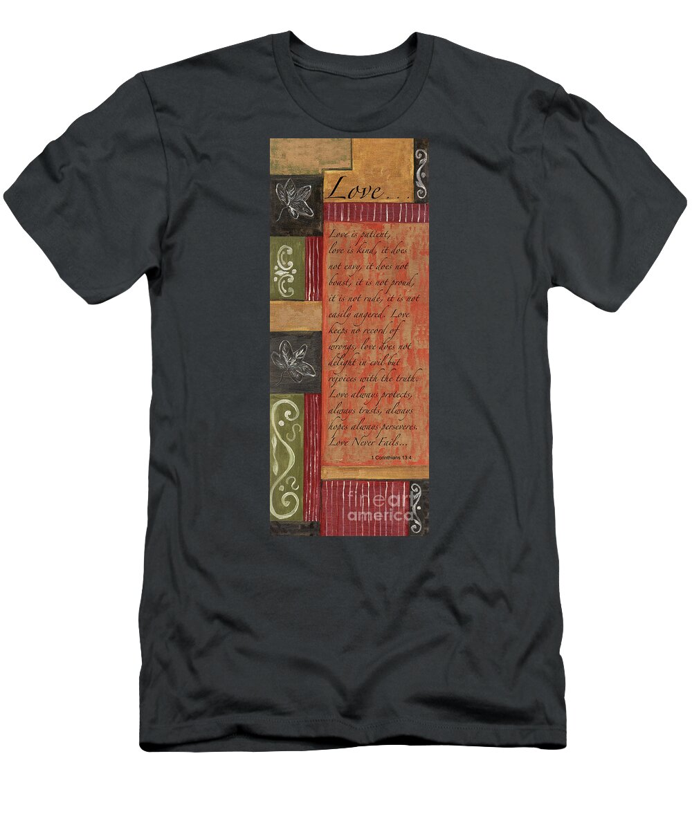 Bible T-Shirt featuring the painting Words to Live By, Love #1 by Debbie DeWitt