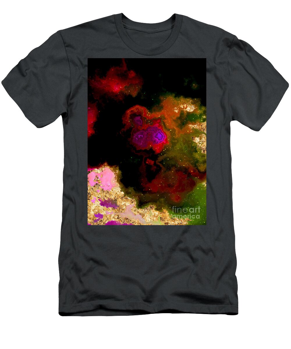 Holyrockarts T-Shirt featuring the mixed media 100 Starry Nebulas in Space Abstract Digital Painting 030 by Holy Rock Design