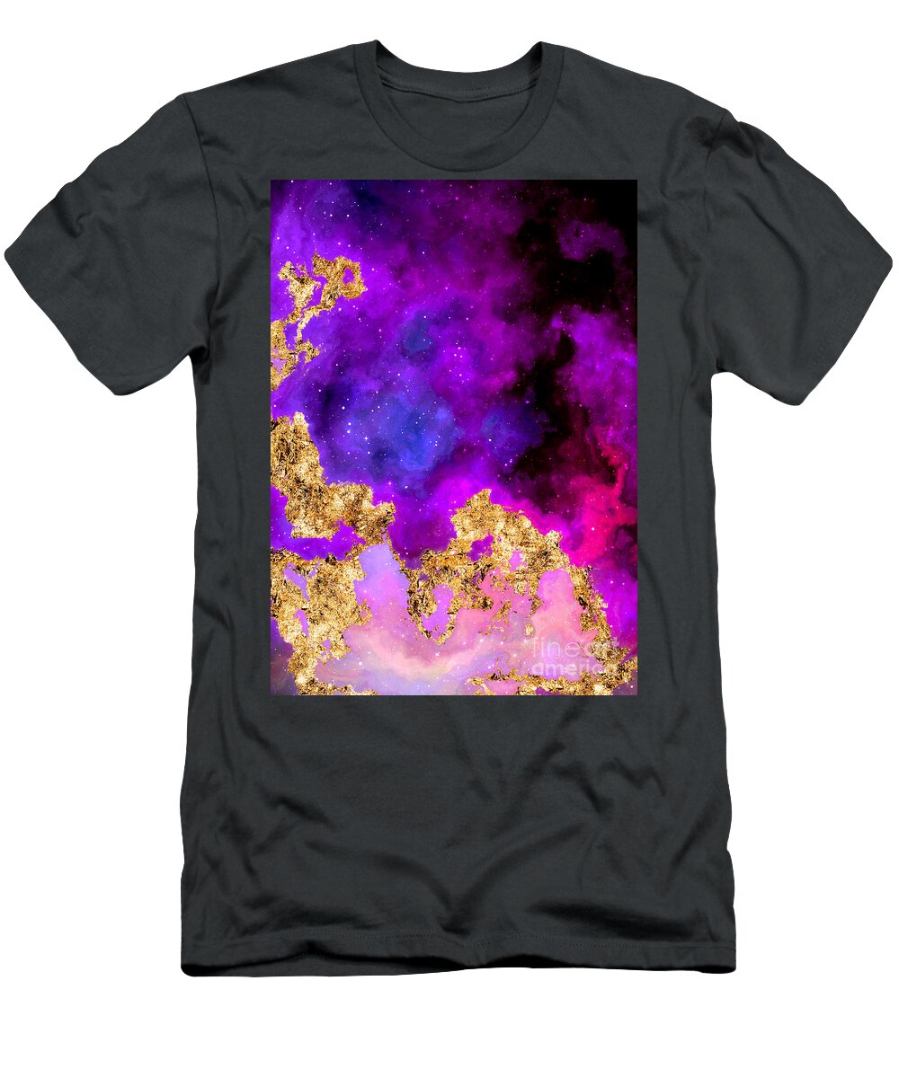 Holyrockarts T-Shirt featuring the mixed media 100 Starry Nebulas in Space Abstract Digital Painting 059 by Holy Rock Design