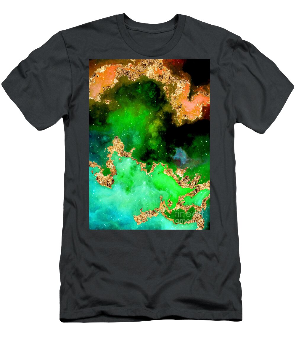 Holyrockarts T-Shirt featuring the mixed media 100 Starry Nebulas in Space Abstract Digital Painting 061 by Holy Rock Design