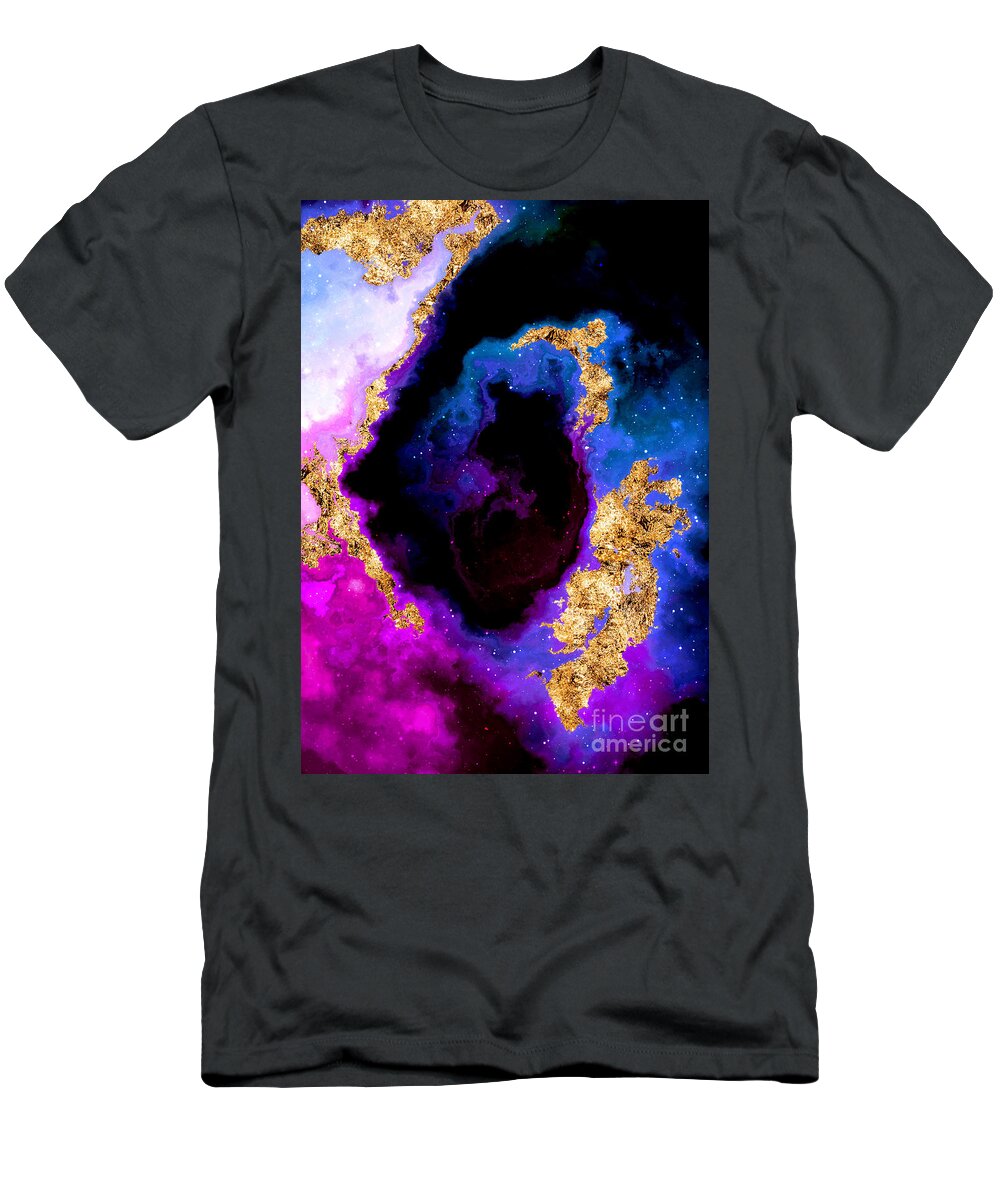 Holyrockarts T-Shirt featuring the mixed media 100 Starry Nebulas in Space Abstract Digital Painting 088 by Holy Rock Design