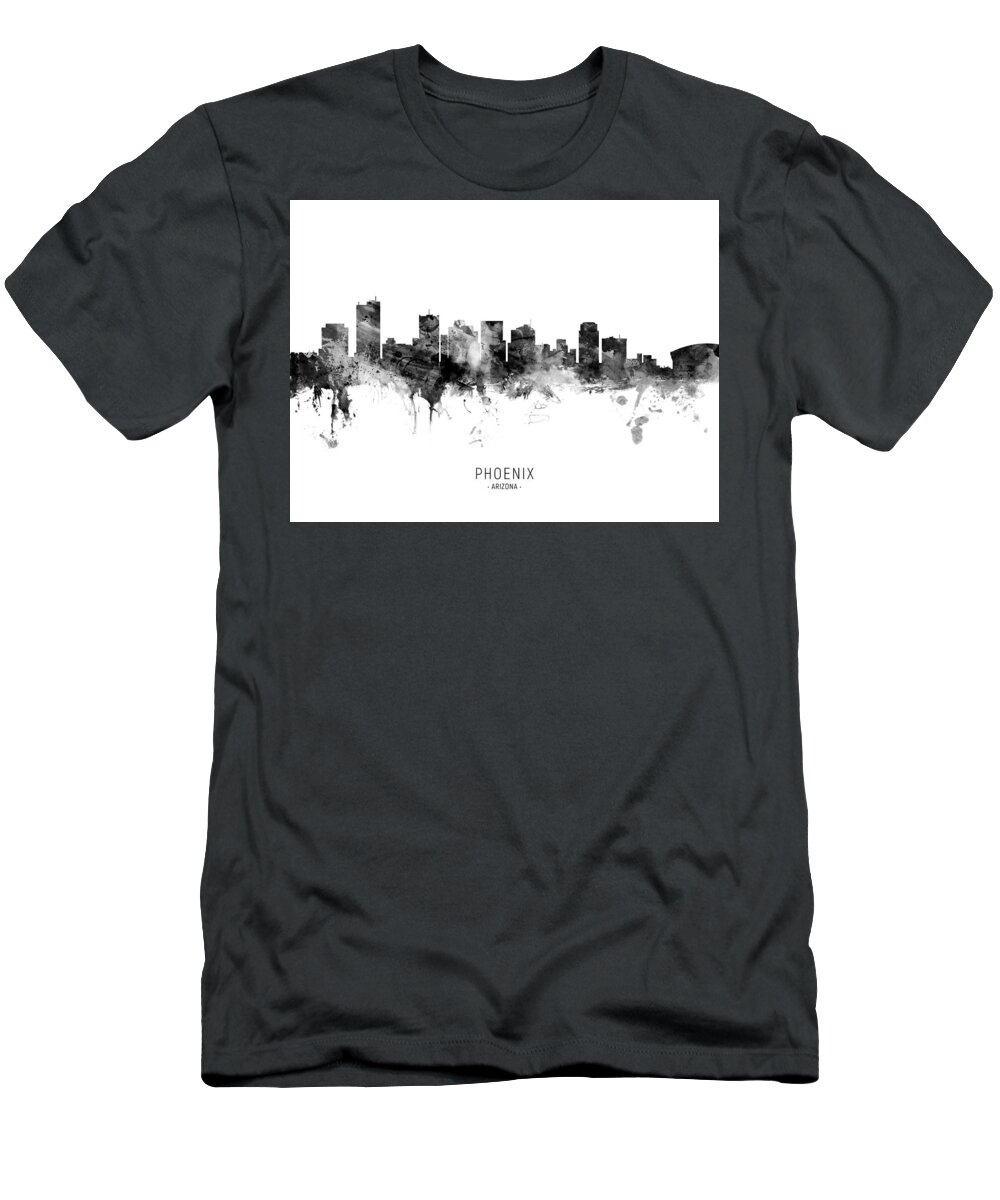 Phoenix T-Shirt featuring the digital art Phoenix Arizona Skyline #11 by Michael Tompsett