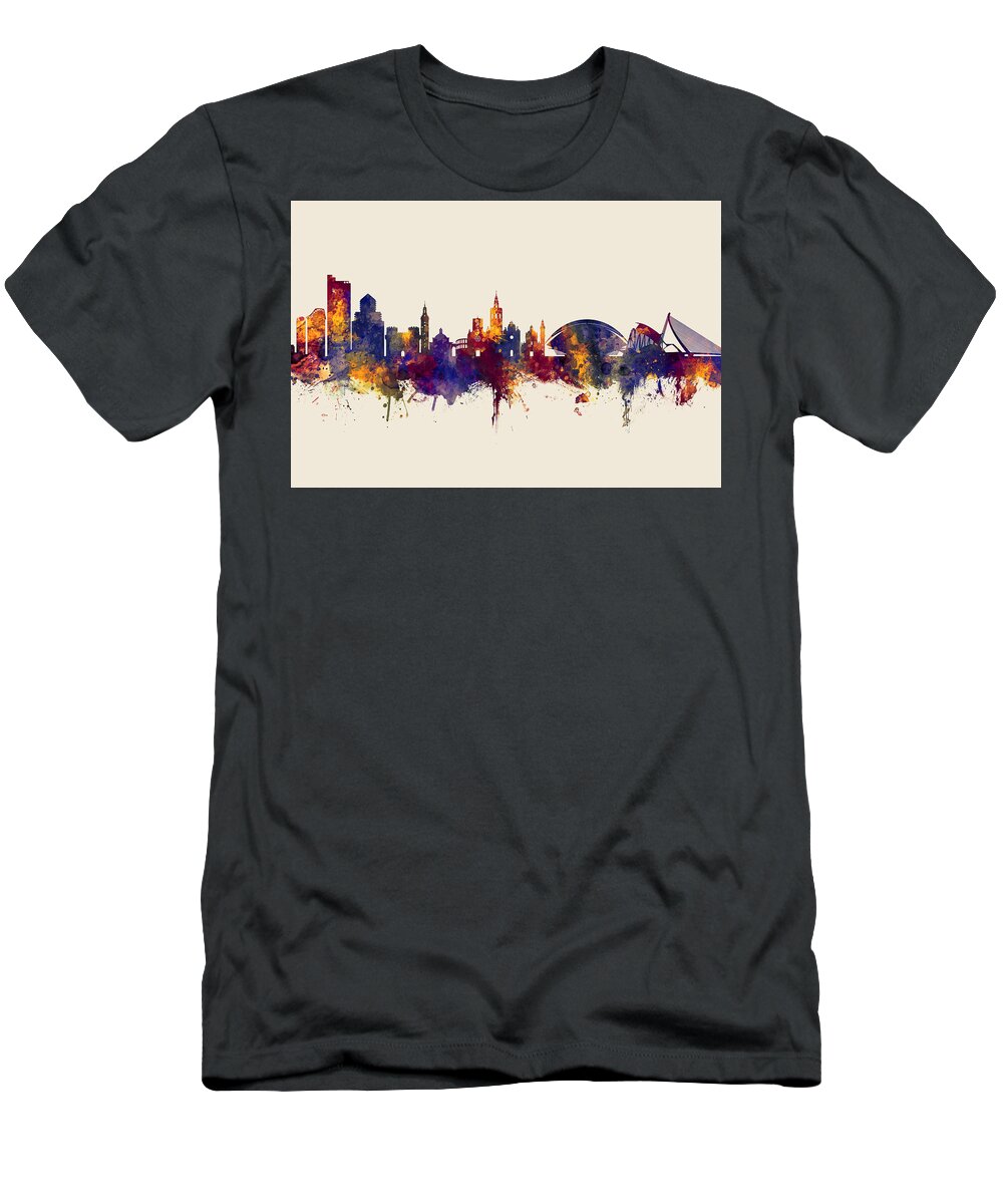 Valencia T-Shirt featuring the digital art Valencia Spain Skyline #11 by Michael Tompsett