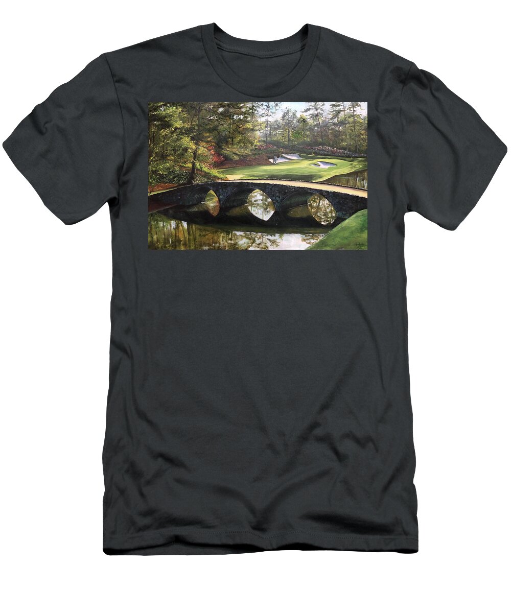 Golf T-Shirt featuring the painting 12th Hole At Agusta by Judy Rixom