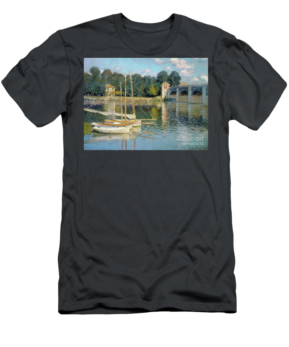 Bridge T-Shirt featuring the painting The Argenteuil Bridge by Claude Monet
