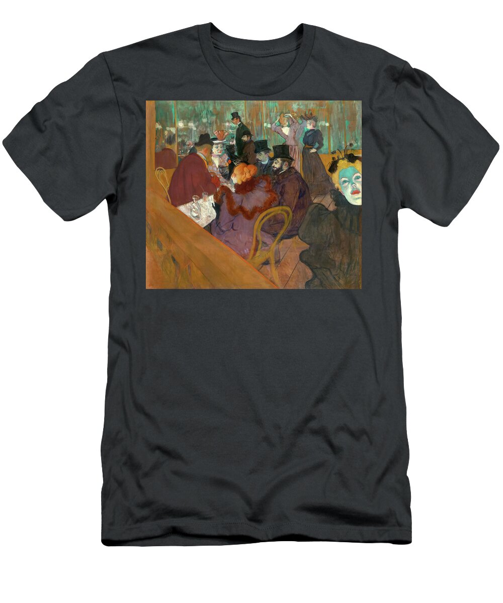 Henri De Toulouse–lautrec T-Shirt featuring the painting At the Moulin Rouge by Henri de Toulouse-Lautrec by Mango Art