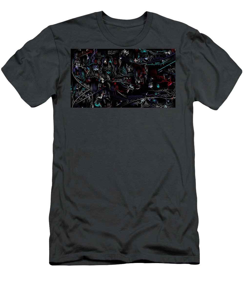 Abstract Digital Video 16x9 Captions Sound Youtube Pixels T-Shirt featuring the digital art 16x9.v.10-#rithmart by Gareth Lewis