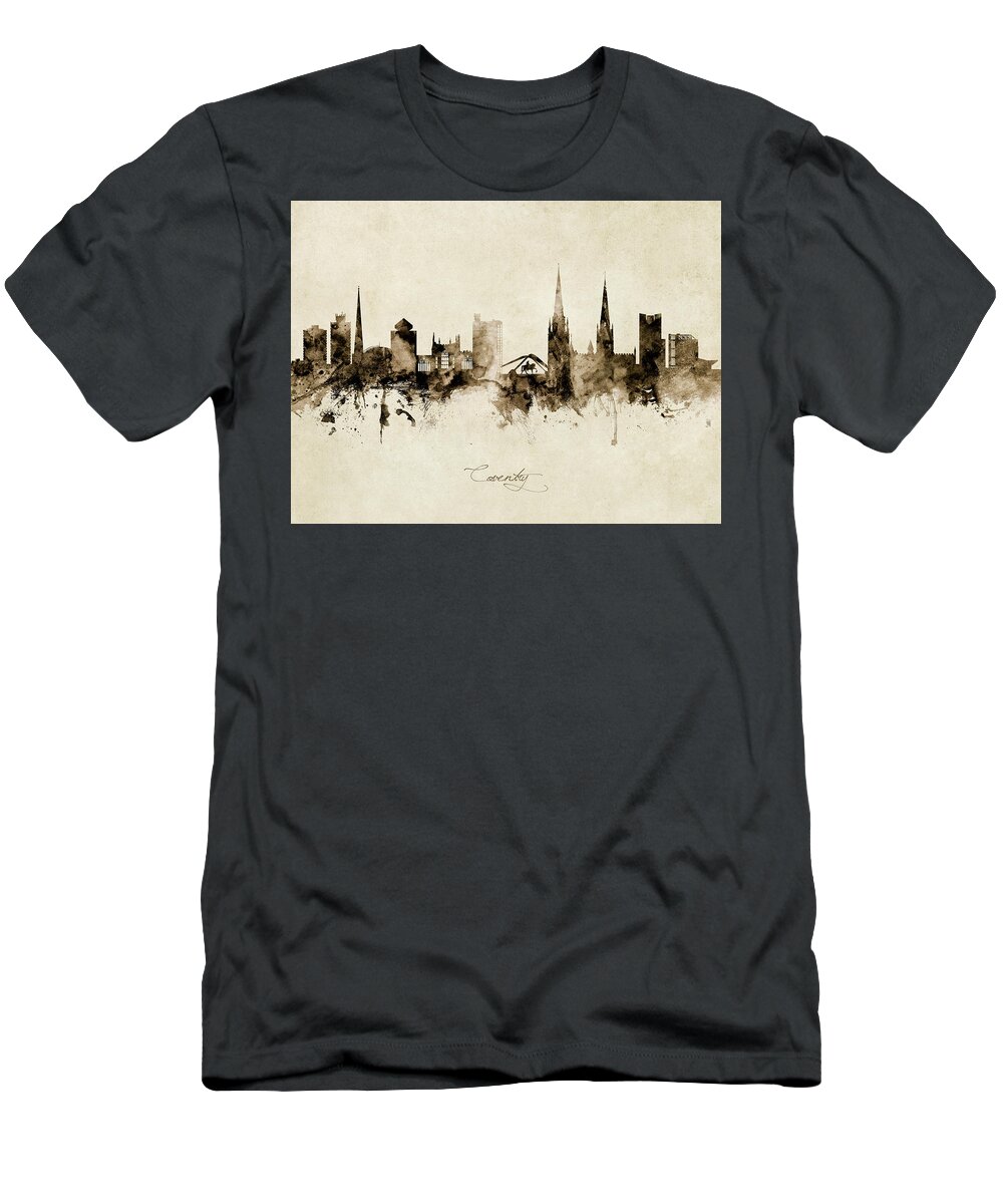 Coventry T-Shirt featuring the digital art Coventry England Skyline #17 by Michael Tompsett