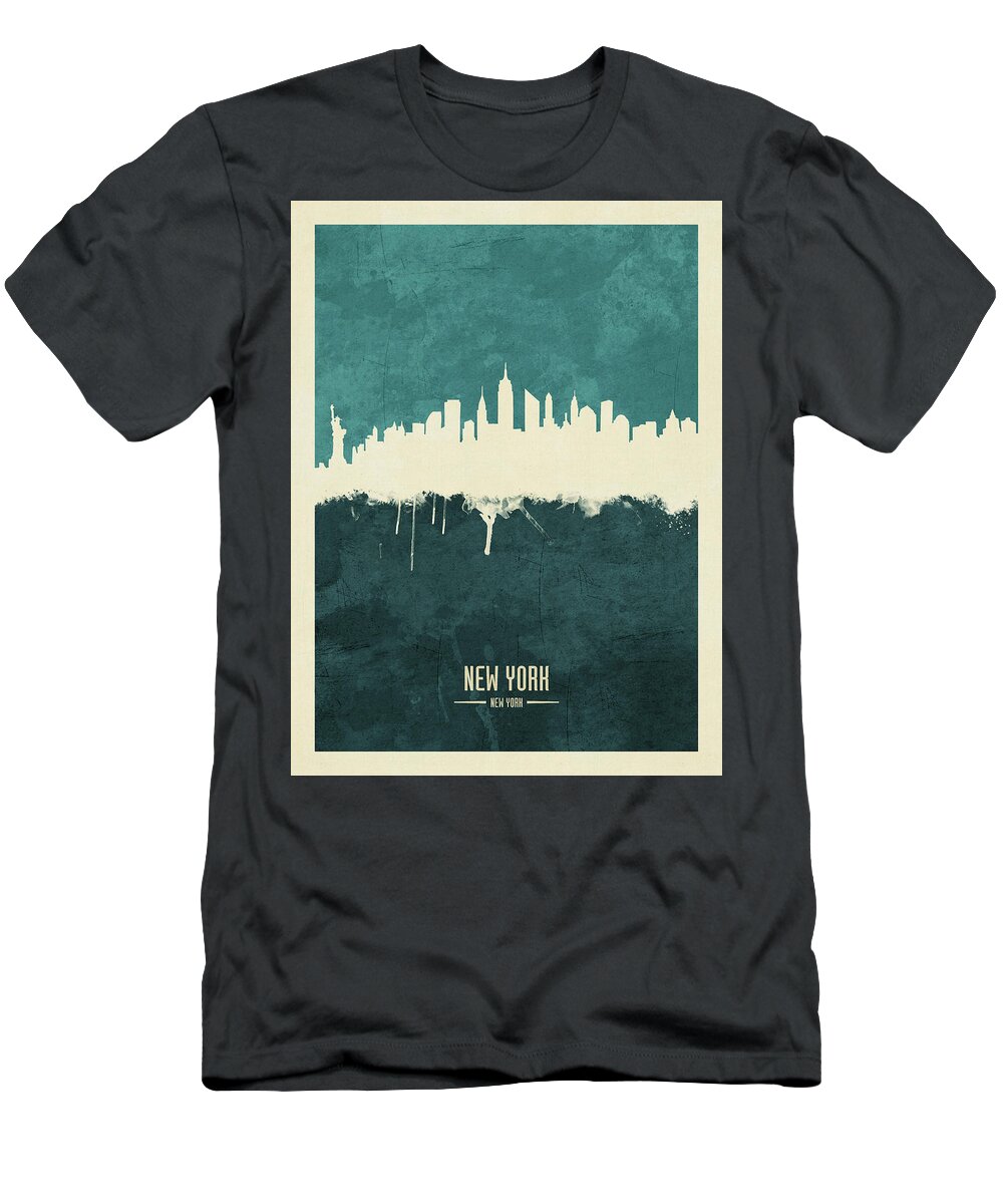 New York T-Shirt featuring the digital art New York City Skyline #17 by Michael Tompsett