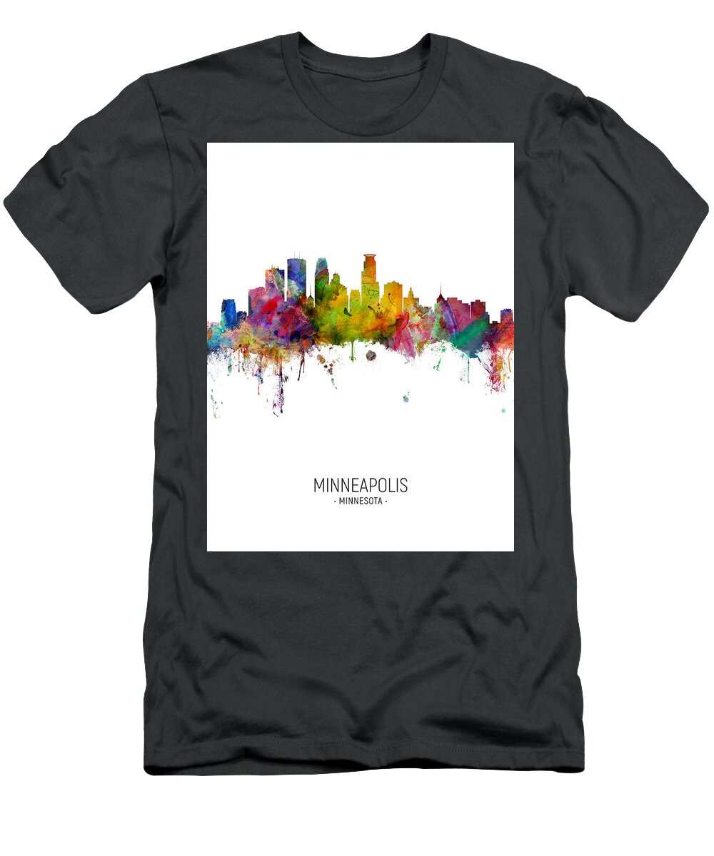 Minneapolis T-Shirt featuring the digital art Minneapolis Minnesota Skyline #19 by Michael Tompsett