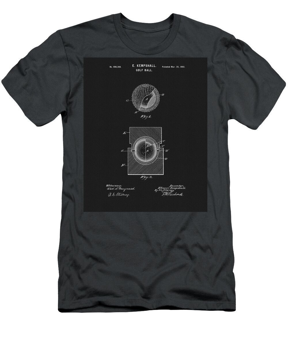 1902 Golf Ball Patent T-Shirt featuring the drawing 1902 Golf Ball Patent by Dan Sproul