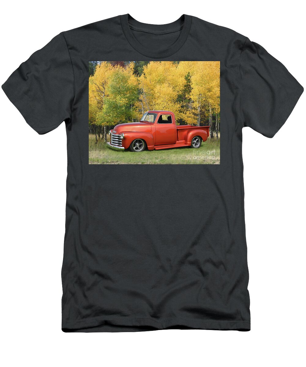 1953 T-Shirt featuring the photograph 1953 Chevy Pickup, Aspens by Ron Long