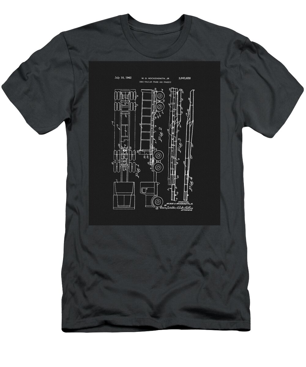 1962 Semi Truck Patent T-Shirt featuring the drawing 1962 Semi Truck Patent by Dan Sproul