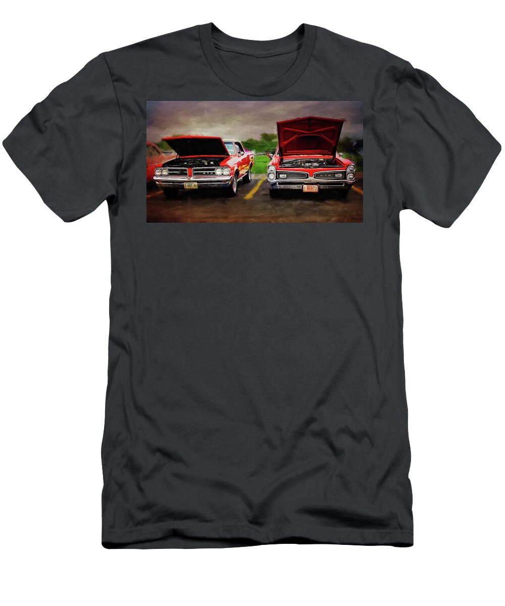 Painted Photograph T-Shirt featuring the photograph 1964 and 1967 Pontiac G T O's by Rich Fiddelke
