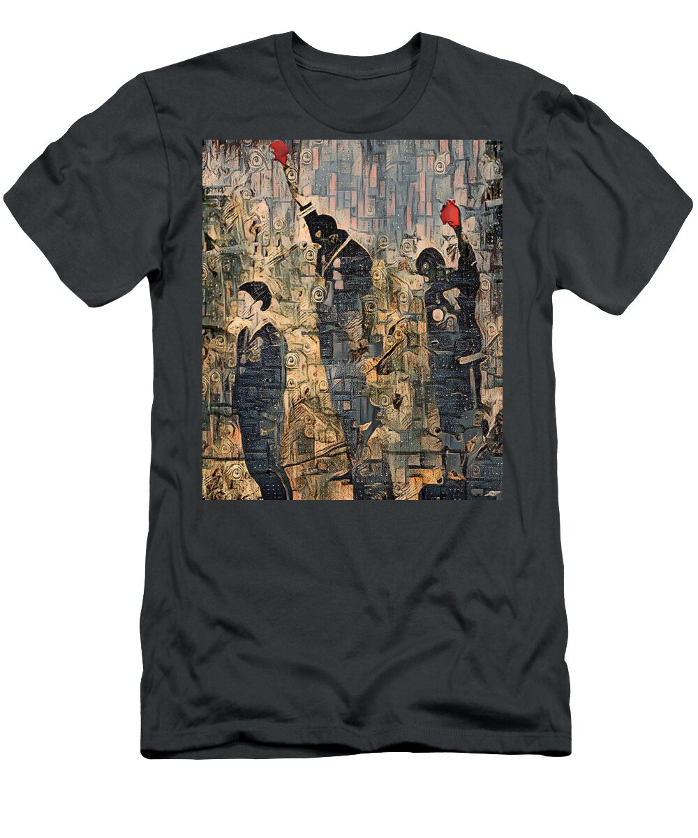 Metal T-Shirt featuring the painting 1968 Olympics Black Power salute Painting 4 by Tony Rubino