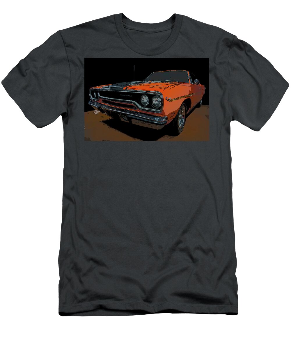 1970 Plymouth Roadrunner 440 Six Pack T-Shirt featuring the drawing 1970 Plymouth Roadrunner 440 six pack digital drawing by Flees Photos