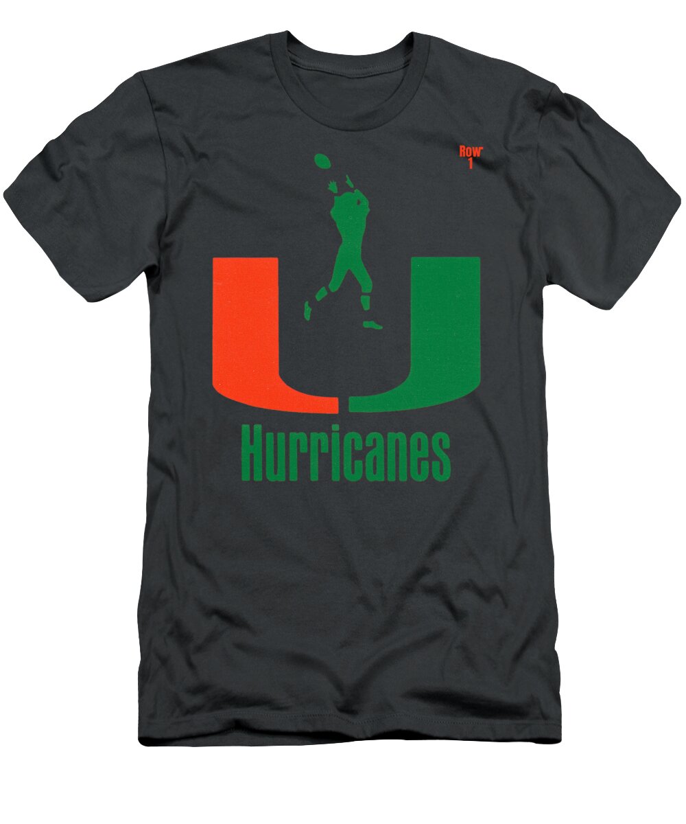 1987 T-Shirt featuring the mixed media 1987 Miami Hurricanes Football Art by Row One Brand