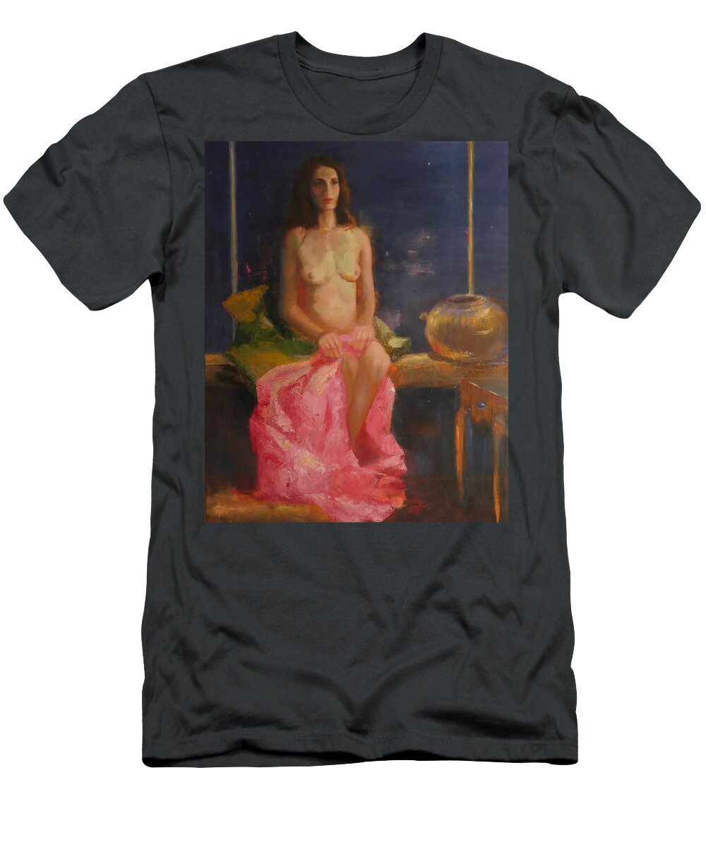 Nude T-Shirt featuring the painting Abandoned #2 by Irena Jablonski