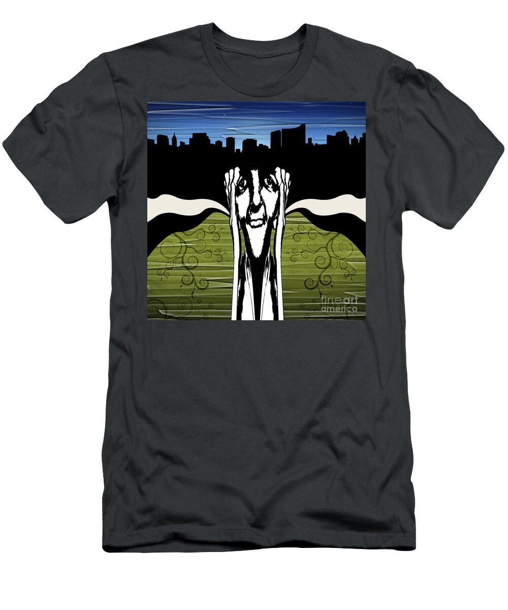 Face T-Shirt featuring the digital art City At Night by Phil Perkins
