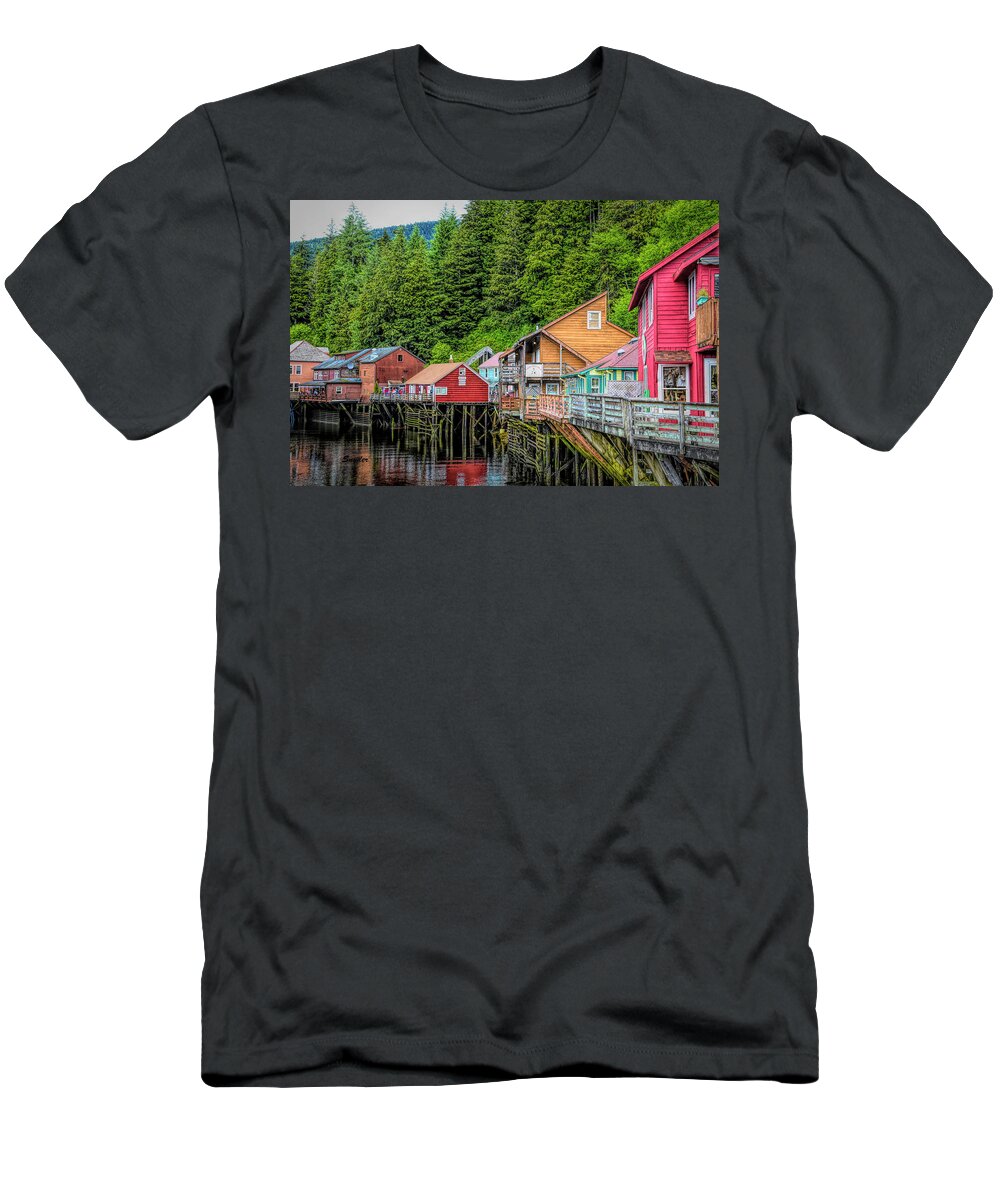 Barbara Snyder T-Shirt featuring the photograph Creek Street Ketchikan Alaska #2 by Barbara Snyder